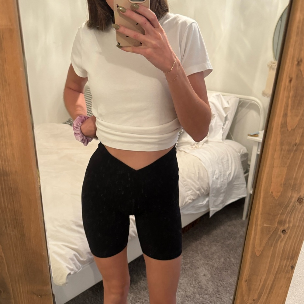 Black aerie biker shorts cross over size medium